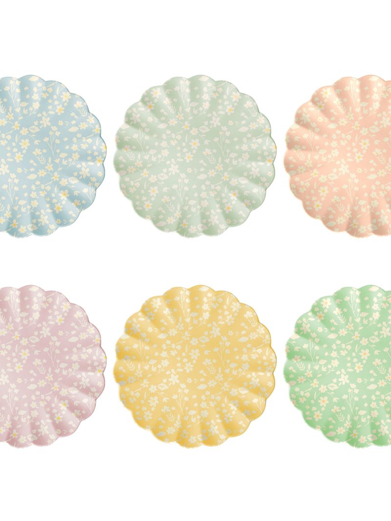 Floral Reusable Bamboo Large Plates, Set of 6