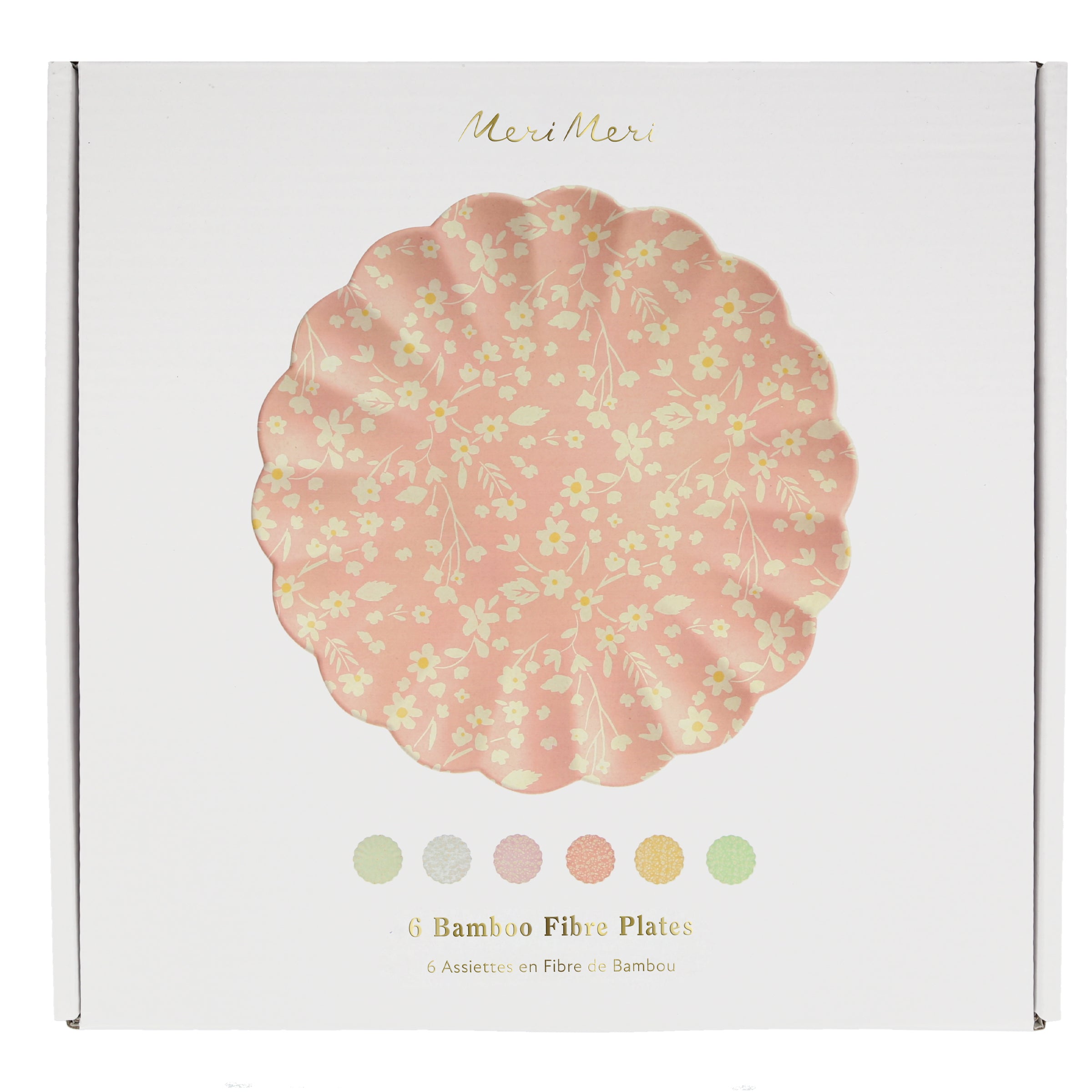 Floral Reusable Bamboo Large Plates, Set of 6