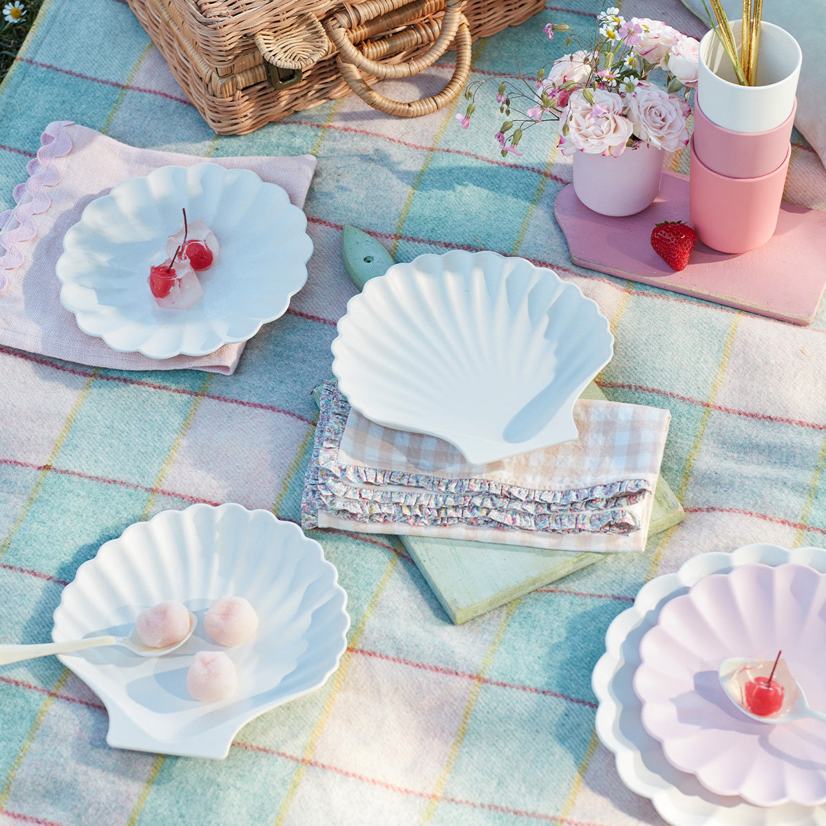 Natural Reusable Bamboo Shell Plates, Set of 6